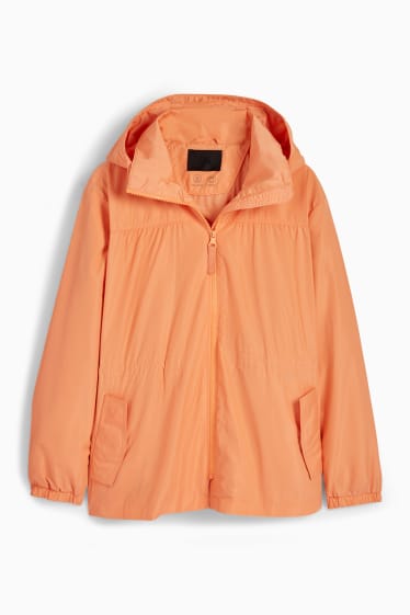 Women - Jacket with hood - lined - water-repellent - foldable - orange