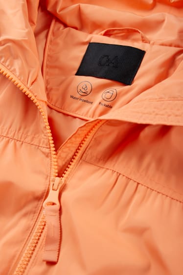 Femei - Jachetă cu glugă - căptușită - rezistentă la apă - pliabilă - portocaliu