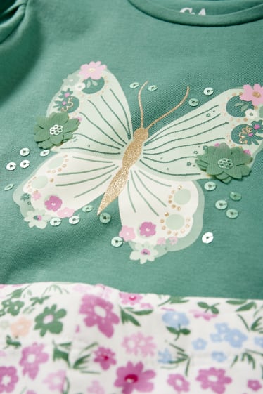 Bambini - Farfalla - coordinato - vestito, leggings e borsa - 3 pezzi - verde