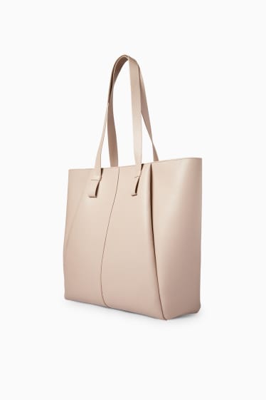 Mujer - Bolso shopper - polipiel - beige claro