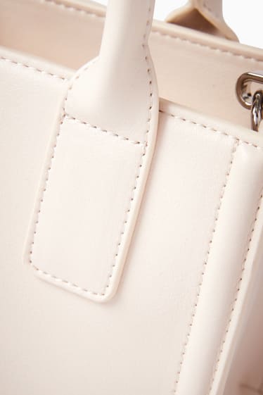 Women - Shoulder bag with detachable bag strap - faux leather - light beige
