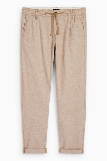 Hommes - Chino - tapered fit - lin mélangé - beige clair