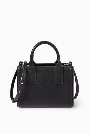 Women - Shoulder bag with detachable bag strap - faux leather - black