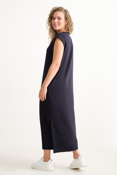 Dames - Basic jurk met split - donkerblauw