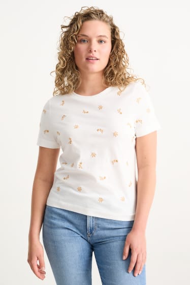 Women - T-shirt - floral - cremewhite