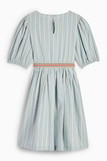 Children - Dress with belt - striped - light blue