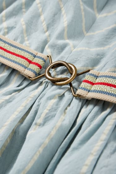 Children - Dress with belt - striped - light blue
