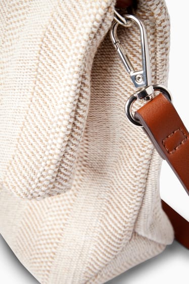 Women - Shoulder bag with detachable bag strap - striped - beige