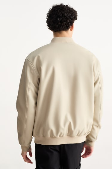 Bărbați - Bluzon - imitație de piele - bej deschis