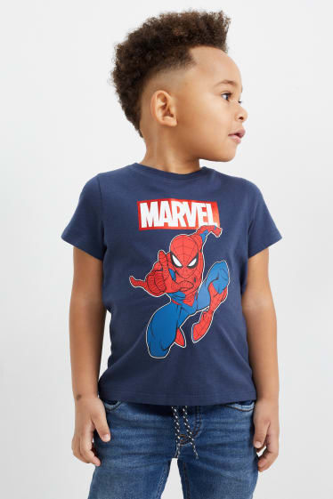 Niños - Pack de 3 - Spider-Man - camisetas de manga corta - azul oscuro