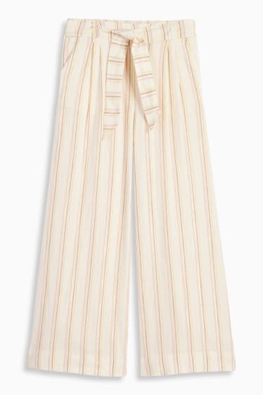Children - Trousers - linen blend - striped - cremewhite