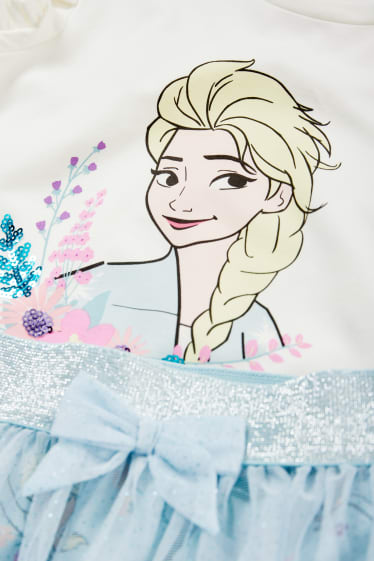 Kinderen - Frozen - set - T-shirt en rok - 2-delig - crème wit