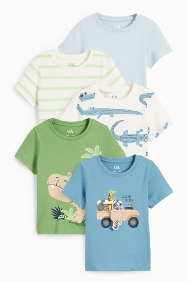 Dětské - Multipack 5 ks - safari - tričko s krátkým rukávem - modrá