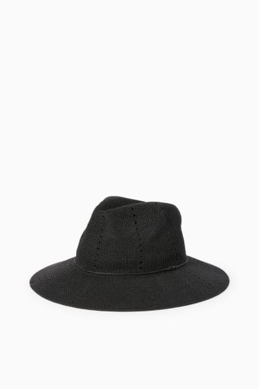 Women - Straw hat - black