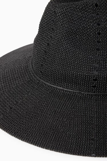 Women - Straw hat - black