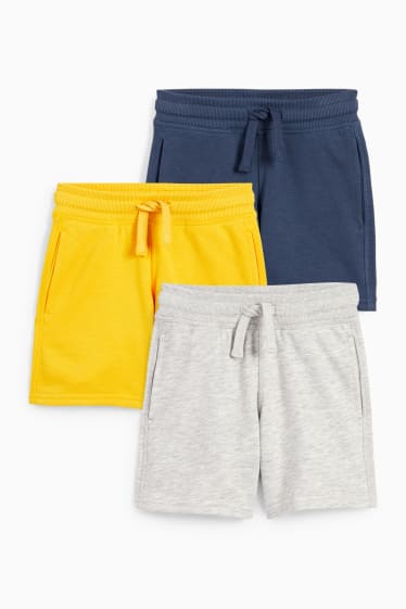 Children - Multipack of 3 - sweat Bermuda shorts - light gray-melange