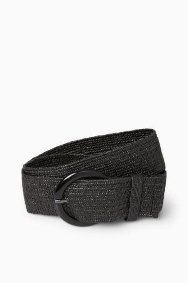 Mujer - Cinturón - imitación de rafia - negro