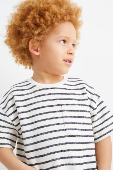 Copii - Tricou cu mânecă scurtă - cu dungi - bej deschis