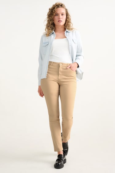 Dámské - Slim jeans - high waist - LYCRA® - taupe