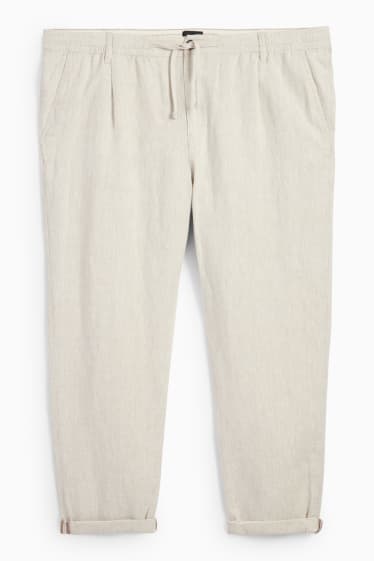 Heren - Chino - tapered fit - linnenmix - licht beige