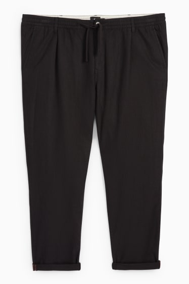 Uomo - Pantaloni chino - tapered fit - misto lino - nero