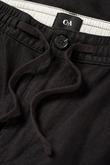 Uomo - Pantaloni chino - tapered fit - misto lino - nero