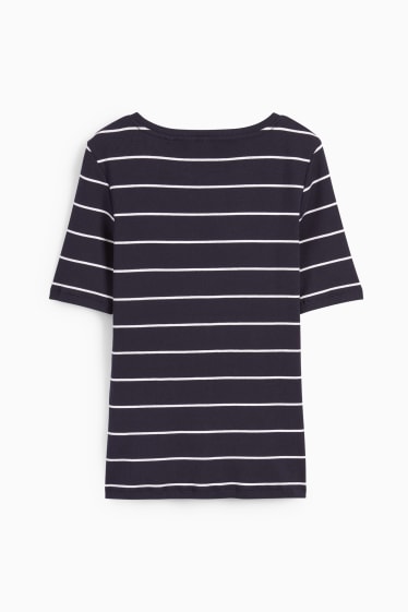 Women - Basic T-shirt - striped - dark blue