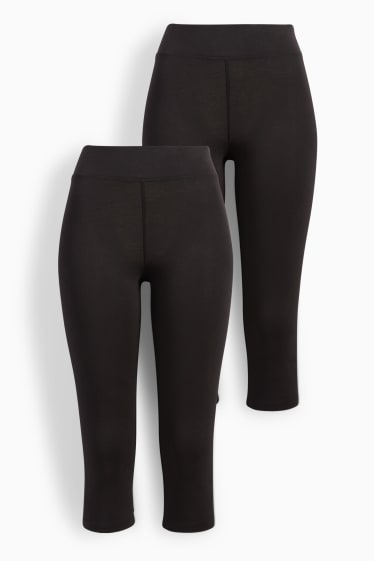 Femmes - Lot de 2 - leggings capri basiques - noir
