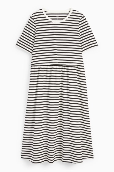 Women - Maternity dress - striped - black / white