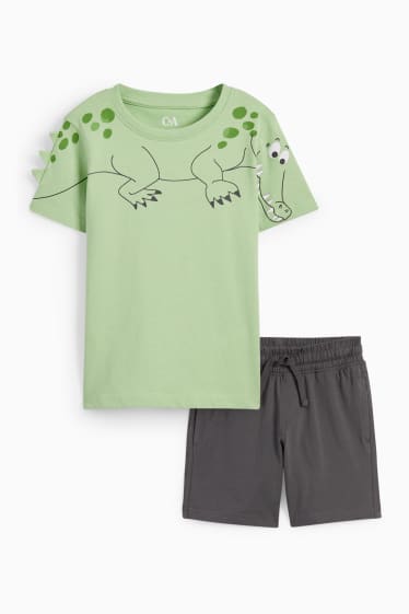 Niños - Cocodrilo - conjunto - camiseta de manga corta y shorts - verde claro