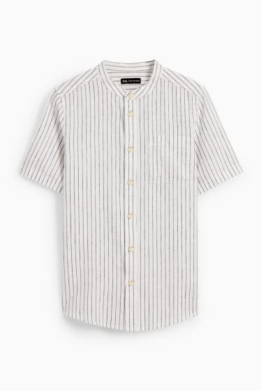 Children - Shirt - linen blend - striped - cremewhite