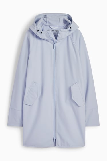 Damen - Softshellmantel mit Kapuze - 4 Way Stretch - hellblau