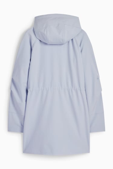 Damen - Softshellmantel mit Kapuze - 4 Way Stretch - hellblau