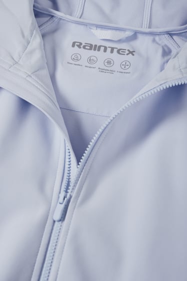 Damen - Softshellmantel mit Kapuze - 4 Way Stretch - hellblau