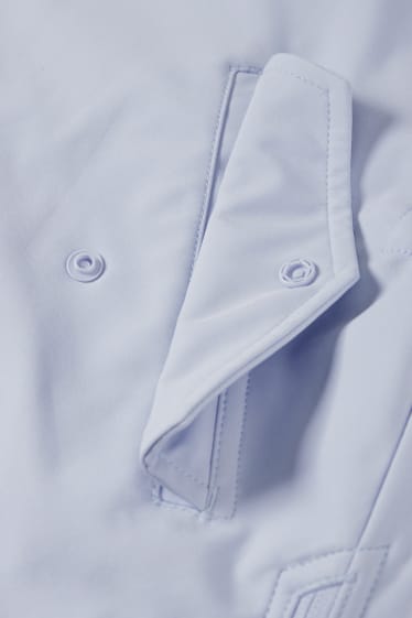 Damen - Softshellmantel mit Kapuze - 4 Way Stretch - hellblau