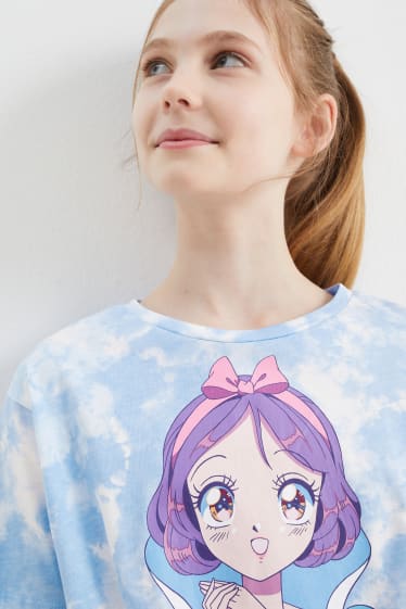 Niños - Princesa Disney - camiseta de manga corta - detalle de nudo - azul