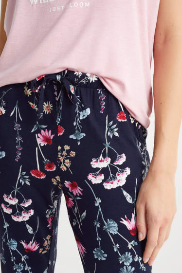 Women - Viscose pyjamas - floral - rose