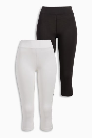 Dames - Set van 2 - basic capri-legging - zwart / wit