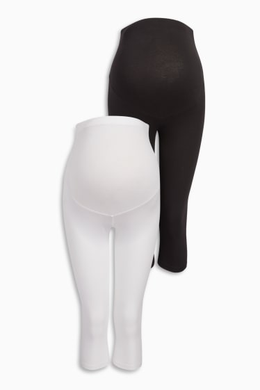 Damen - Multipack 2er - Umstands-Capri-Leggings - schwarz / weiß