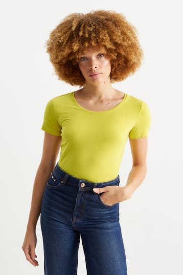 Damen - Basic-T-Shirt - gelb