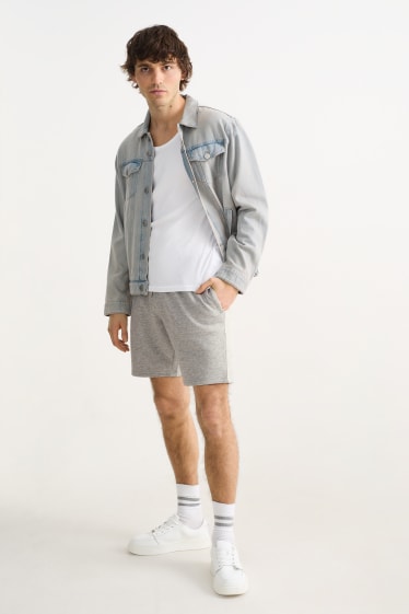 Hommes - Shorts en molleton - gris clair chiné