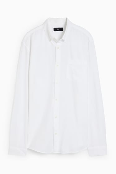 Hommes - Chemise oxford - regular fit - col button-down - blanc