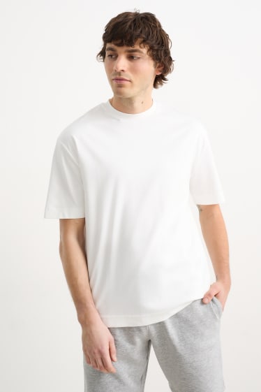 Mężczyźni - T-shirt - kremowobiały