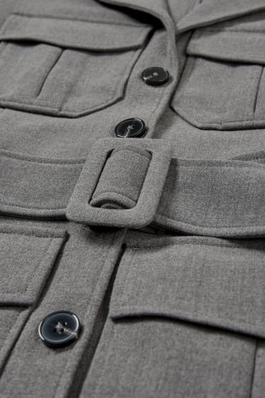 Damen - Cargokleid mit Gürtel - grau