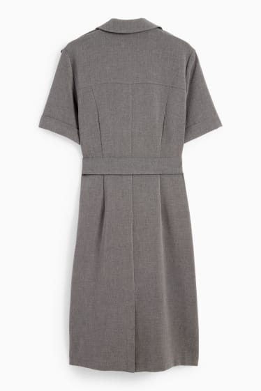Damen - Cargokleid mit Gürtel - grau