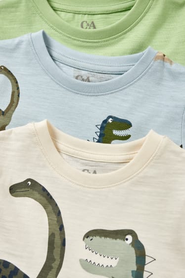 Kinder - Multipack 3er - Dino - Kurzarmshirt - cremeweiss