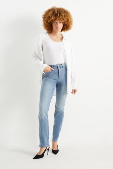 Kobiety - Straight jeans - wysoki stan - LYCRA® - dżins-jasnoniebieski