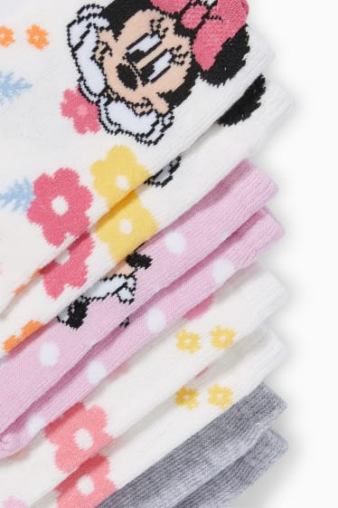 Niños - Pack de 4 - Minnie Mouse - calcetines tobilleros con dibujo - blanco roto