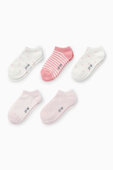 Niños - Pack de 5 - puntos - calcetines tobilleros con dibujo - rosa