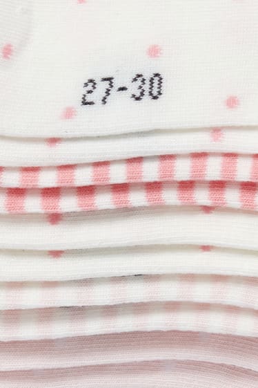 Bambini - Confezione da 5 - pois- calzini corti con motivi - rosa